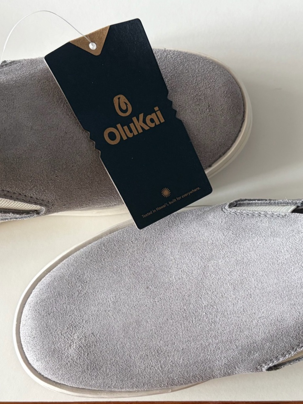 OluKai Women's Slip-On Suede Loafers in Light Gray - Picture 7 of 11